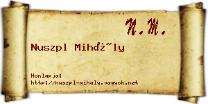 Nuszpl Mihály névjegykártya