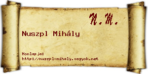 Nuszpl Mihály névjegykártya
